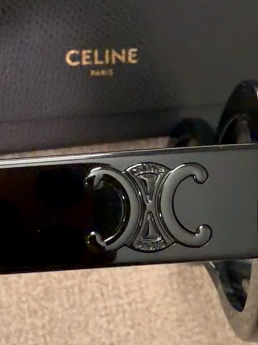 Celine Triomphe Logo Oval Acetate Sunglasses 🕶️ All Black - Picture 9 of 12